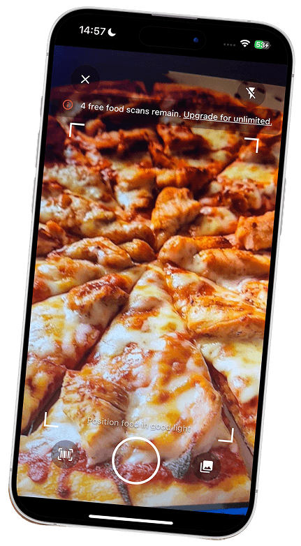 App interface showing nutrition tracking features